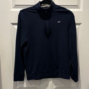 Vineyard Vines Men's Dark Blue Zip-Up cotton long sleeve polo - never worn